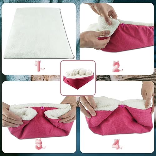 Miniatura 3 de YUNNARL Cama autocalentable para gatos, tapete convertible para gatos, cama ligera para mascotas para gatos, tapete de cama para cachorros y gatos,