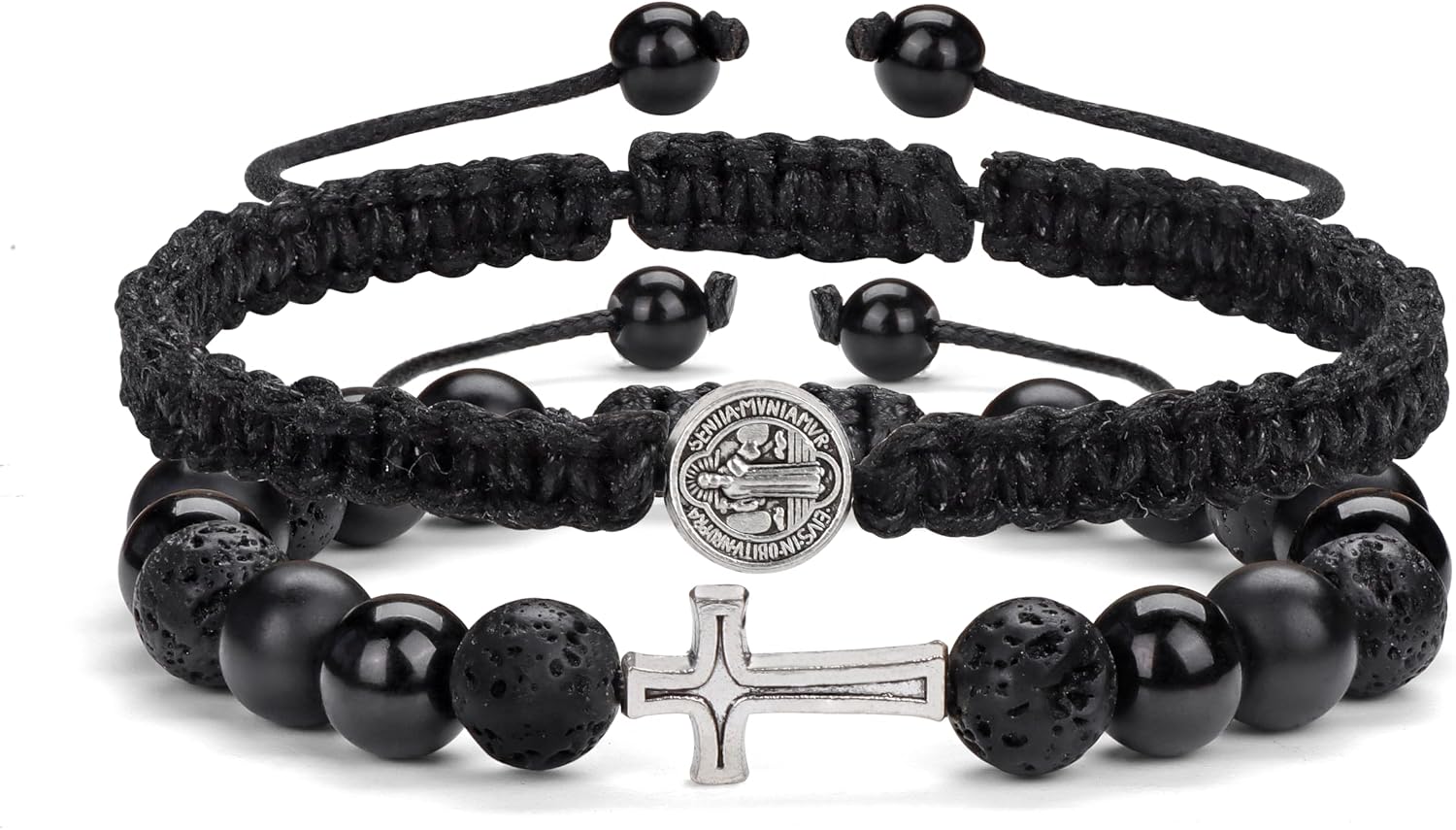 Pulsera ajustable para hombre con cuentas de piedras