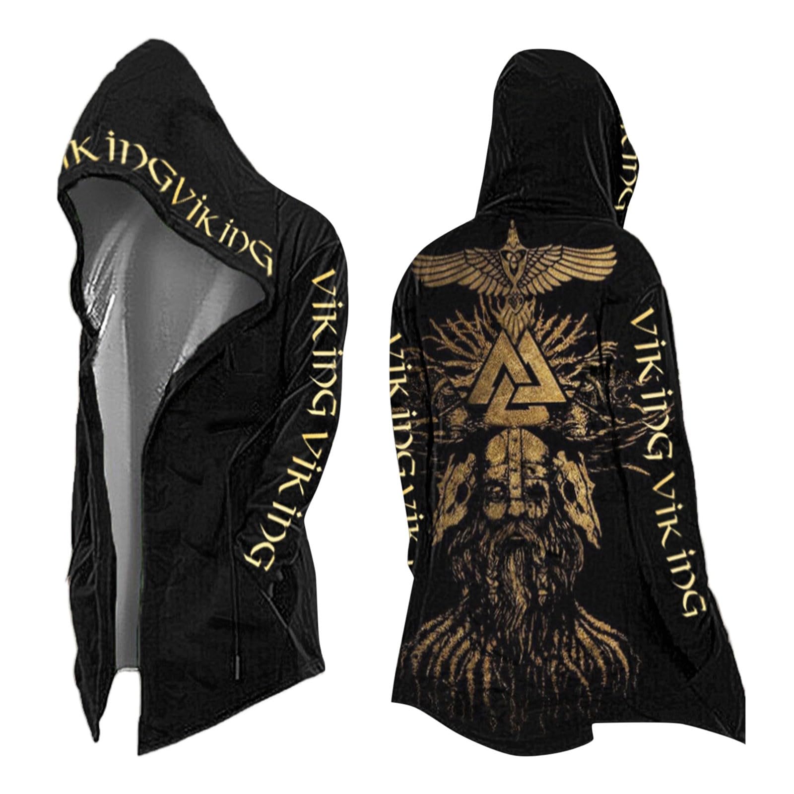 Cape à Capuche Unisexe Amulette Dragon Viking Mythologie Norrena Manteau Chaud en Cachemire Veste Païenne Viking Homme Pull Tops Classique Élégant Hiver Coupe Vent Vestes