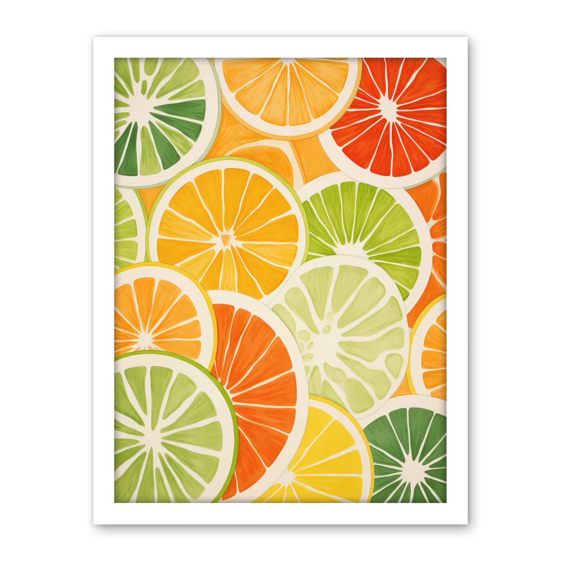 Artery8 Slices of Limes Oranges and Grapefruit Bright Watercolour Painting Kitchen Artwork Framed Wall Art Print 18X24 Inch