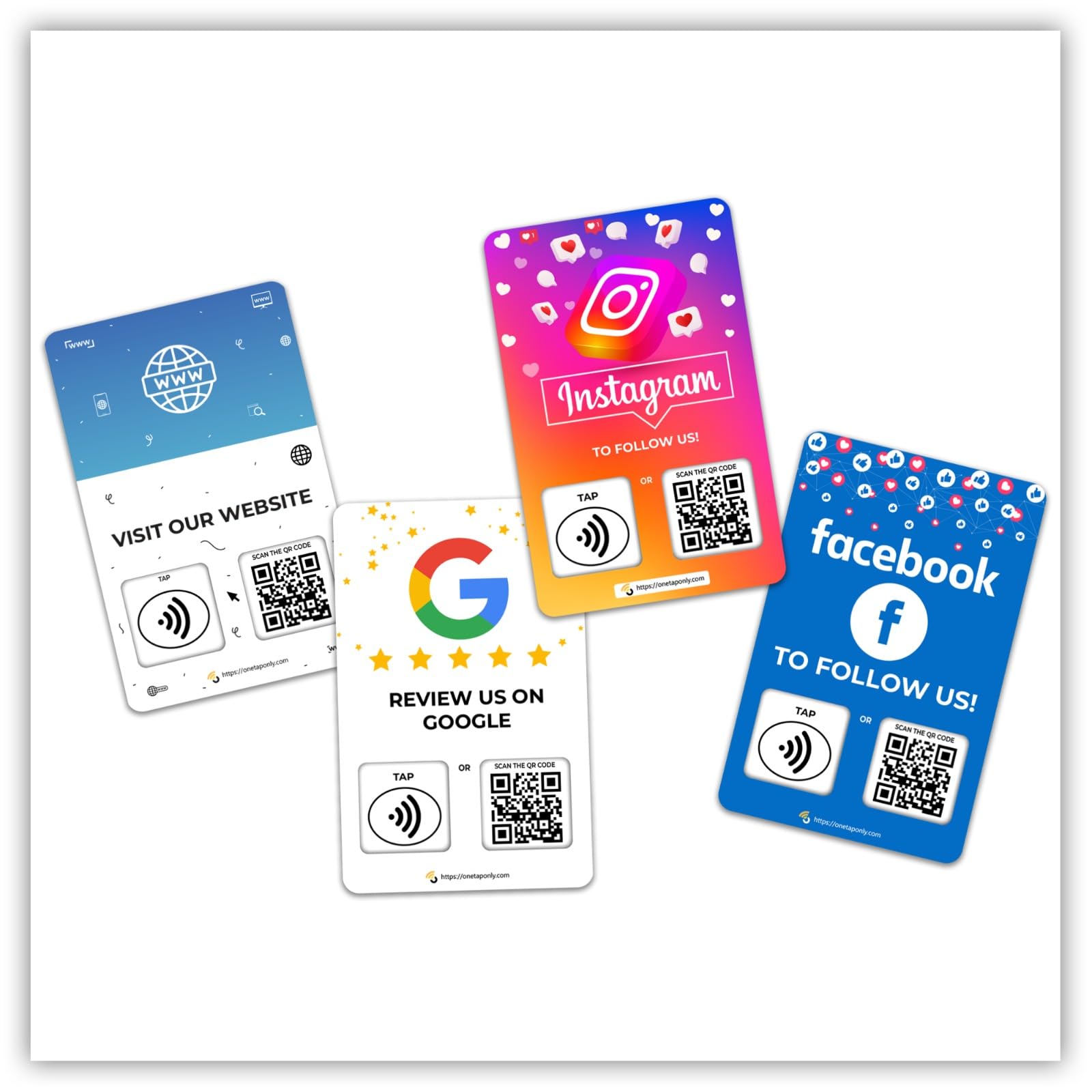 One Tap Only NFC Business Review Cards (4-Pack), Compatible with Google Reviews, Reusable Smart Tap & QR - Image 3