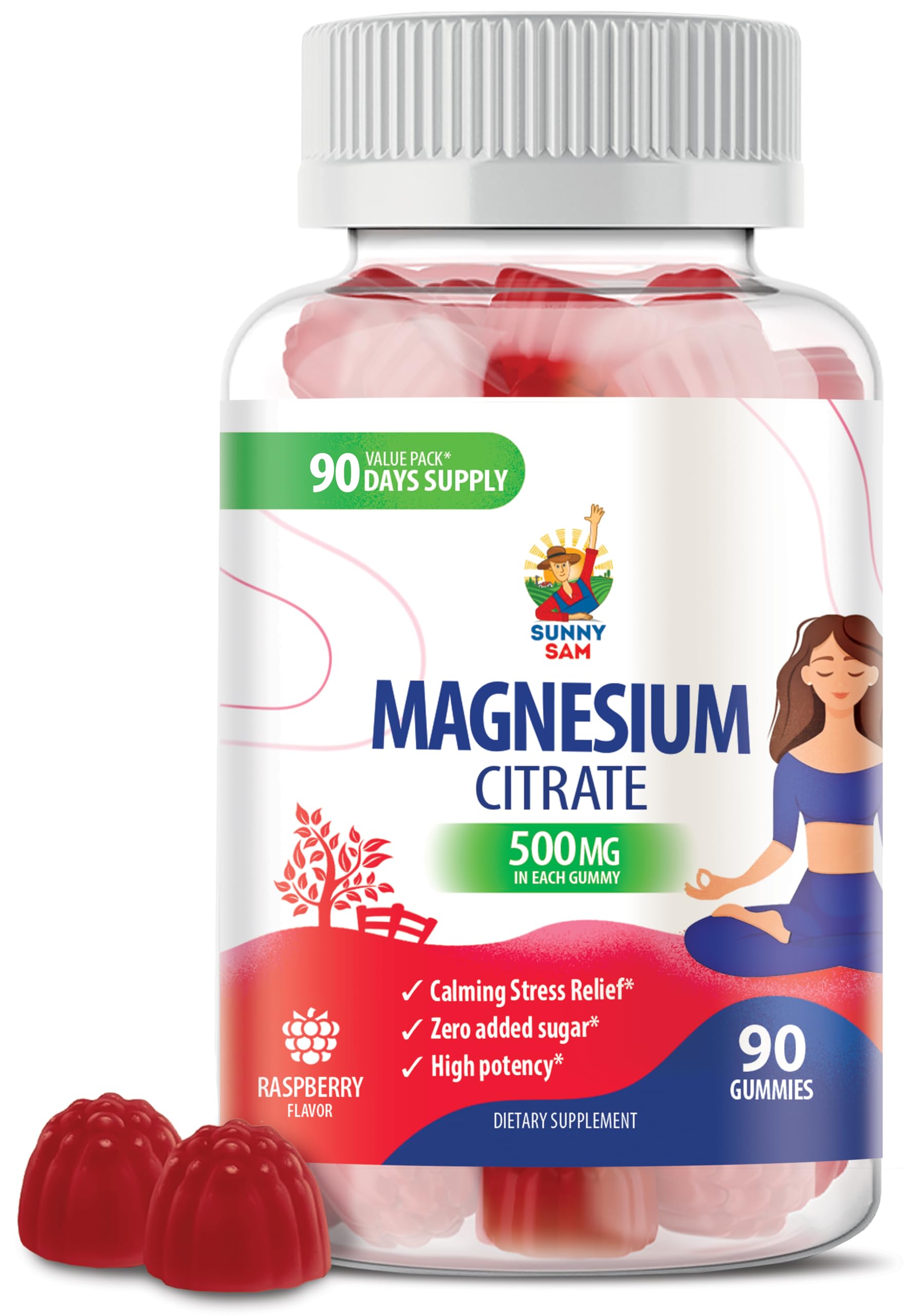 Magnesium Gummies for Kids & Adults - 500mg - Calm Magnesium Chews - Magnesium Citrate Chewable Supplement for Mood & Muscle Support