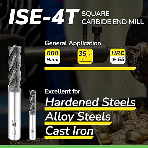 Vista 25 de SPEED TIGER ISE - Fresa de extremo cuadrado de carburo, de micrograno, para aleación de acero o acero endurecido, 4 ranuras, fraccionada
