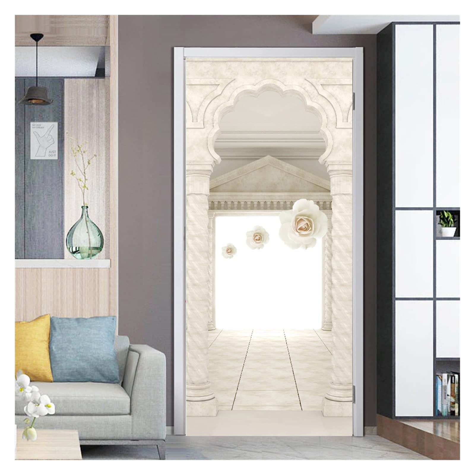 Papier peint blanc autocollant 3D lavable pour décoration cuisine et salon
