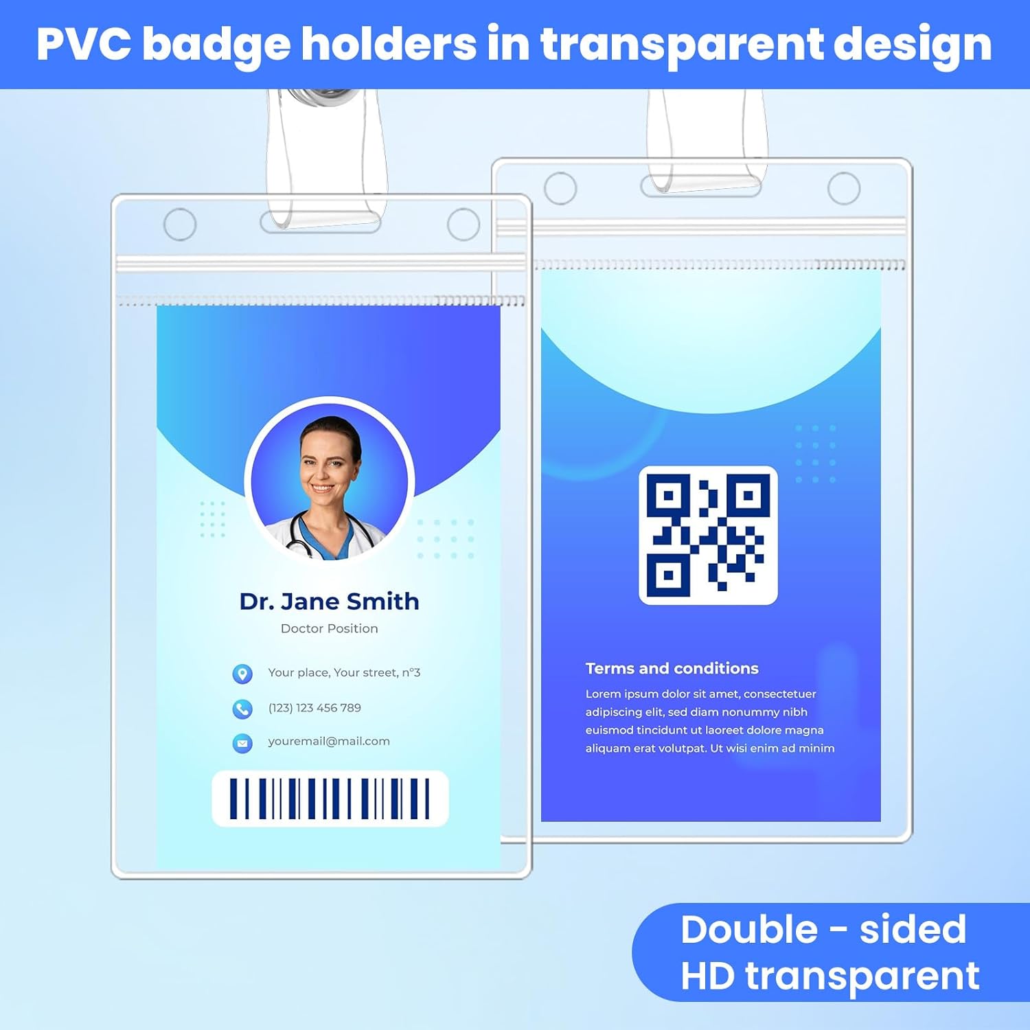 250 Pcs Name ID Badge Holder,Plastic Badge Holder for Lanyard, Vertical Extra Thick 3.9" x 2.7" Waterproof Name tag Holder for School/Office/Hospital/Exhibition/Party/Badge Swipe Cards or Credit Card - Image 5