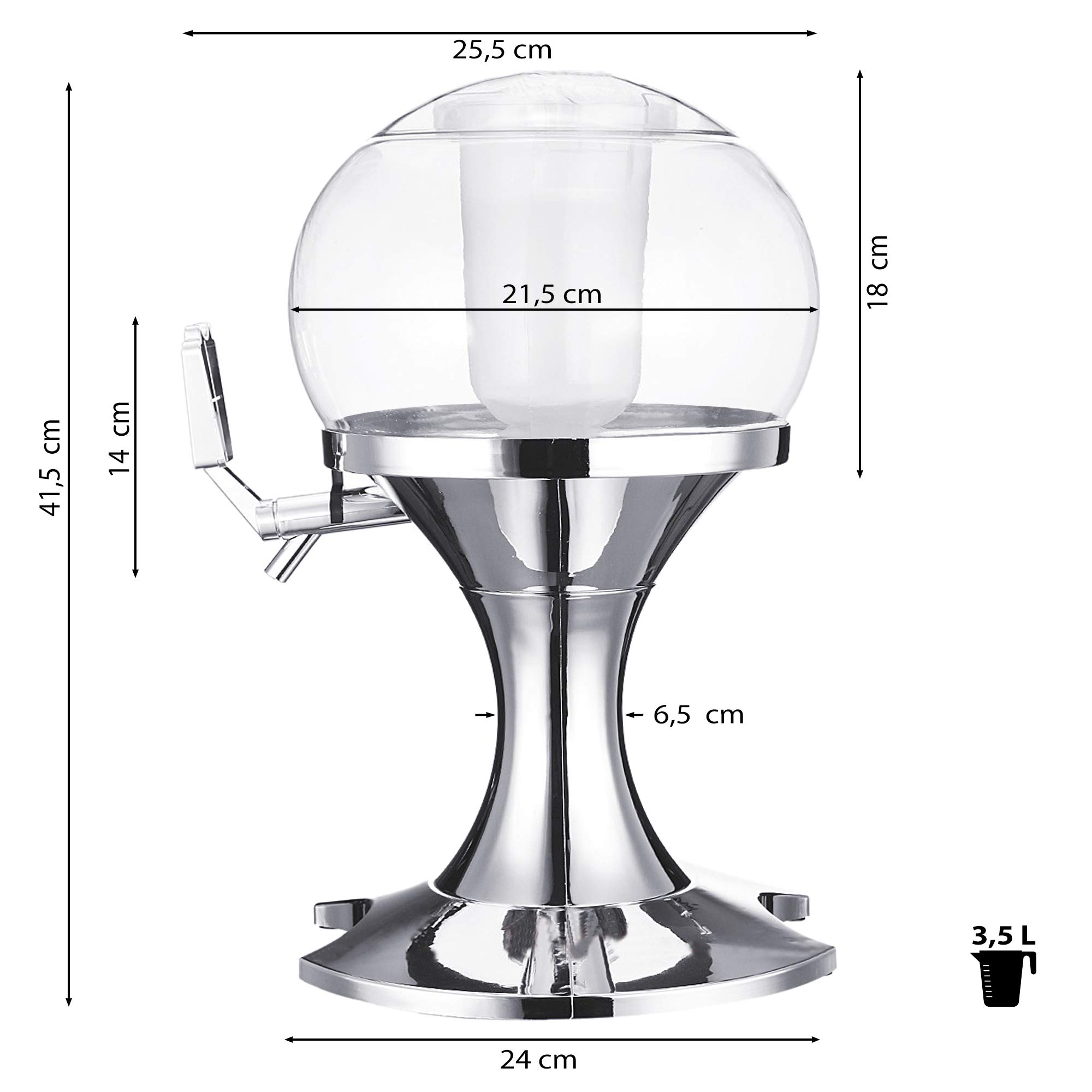 Alfilador de cerveza esférico con compartimento para hielo de 3,5 litros, infusión de cerveza y otras bebidas, mantiene líquidos frescos, dispensador refrigerador de bebidas y cerveza