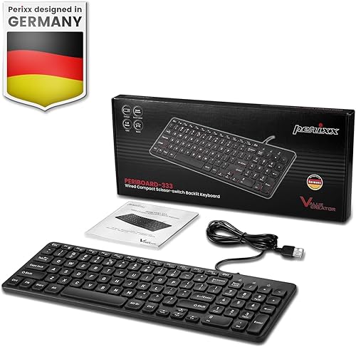 Miniatura 7 de Perixx PERIBOARD-333RGB - Teclado USB retroiluminado con cable, teclas de tijera tipo X, compacto, 14.25 x 4.57 x 0.83 pulgadas, letras impresas