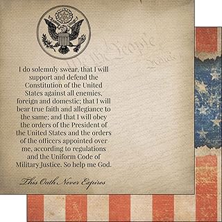Scrapbook Customs 30408 Military Oath Grunge Flag 12 x 12 Double-Sided Scrapbook Paper - 1 Sheet