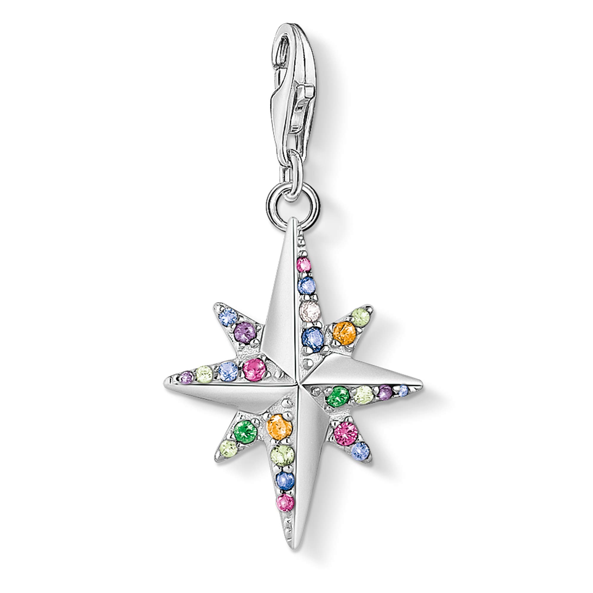 Thomas Sabo Women Charm Pendant Colourful Star Charm Club 925 Sterling Silver 1817-342-7