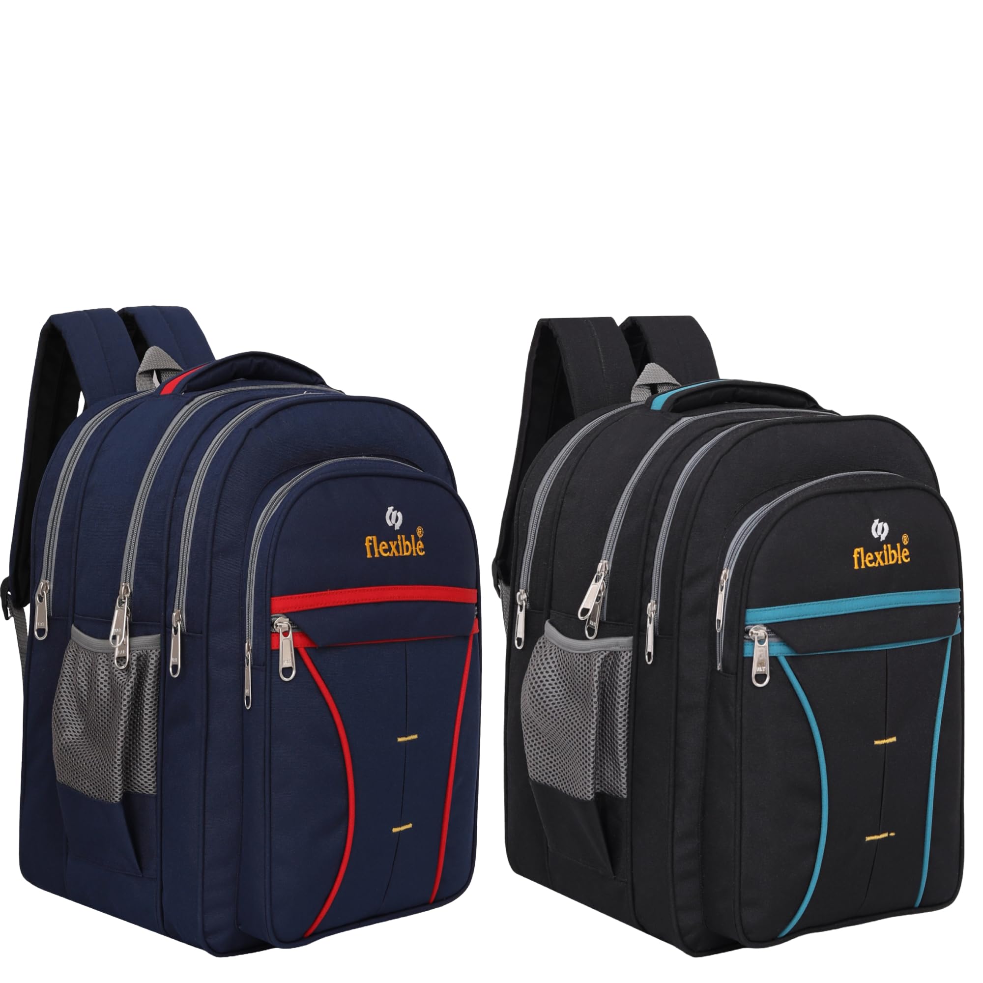 Flexible bags 60L Large 3-Compartment Spacious Durable Combo(Pack Of 2) School Bag For 5Th To 10Th Class,College Bag,Tution Bag and Travelling Backpack Waterproof For Both Boys And Girls