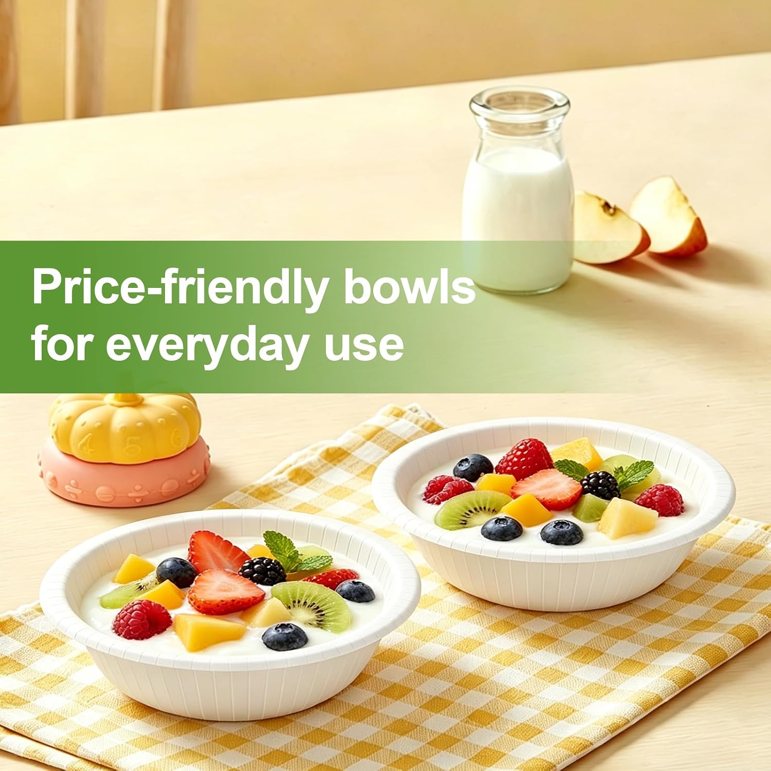 Lamosi 20 oz Disposable Paper Bowls 150 Pack Bulk for Salad Dessert Ice Cream Banquet Party Supplies