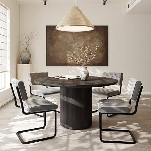 Mid Century - Silla de comedor de terciopelo, juego de 4, respaldo voladizo, asiento cómodo, patas de metal, moderna silla auxiliar sin brazos,