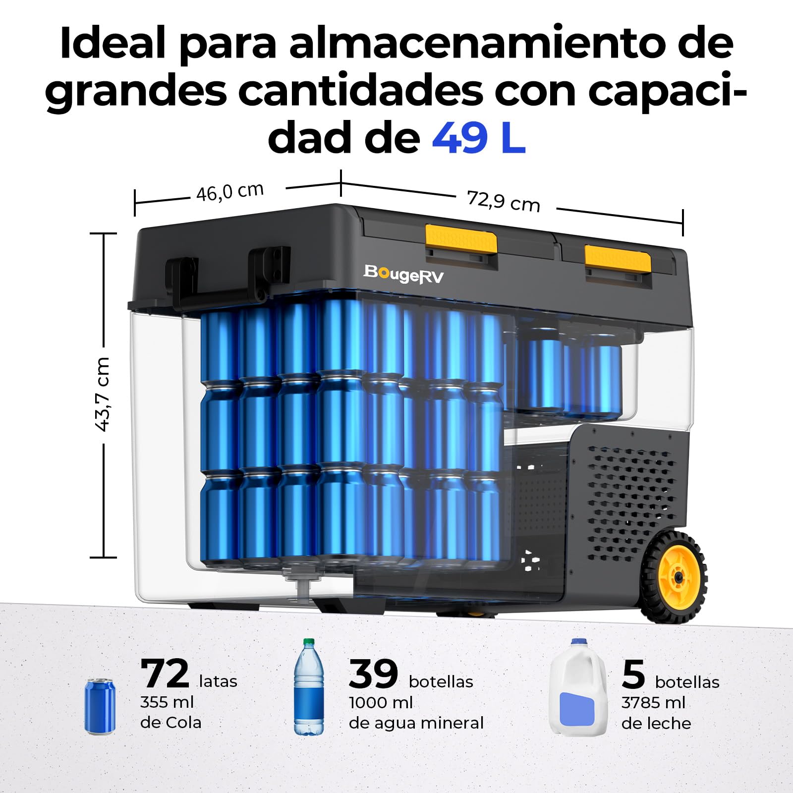 BougeRV CRD2 V2.0 49L Nevera Coche Freezer Doble Puerta Doble Zona Compresor Ruedas Asa 12V 24V 230V Frigorífico Camping Eléctrico App IPX4, -20℃~20℃ (Novedad 2026)