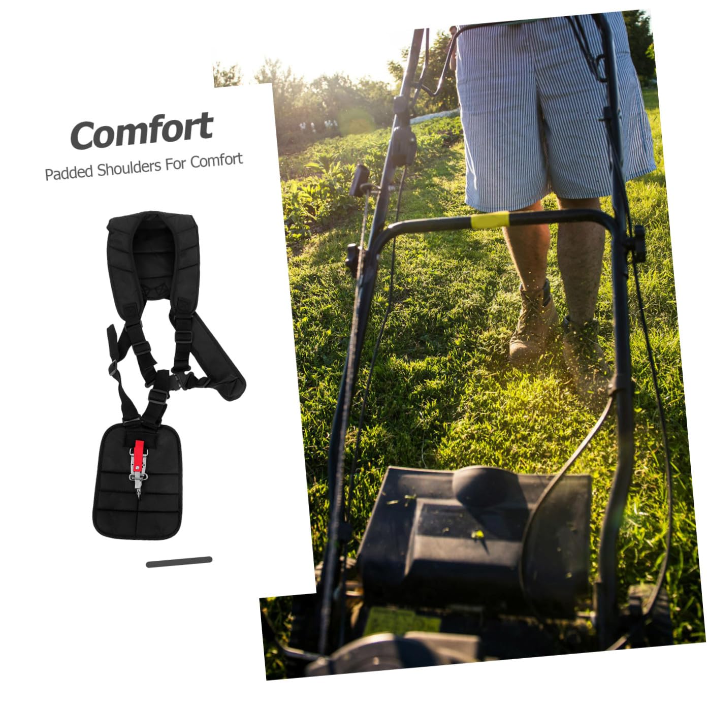 SUPVOX Imbracatura a Doppia Tracolla per Decespugliatore in Nylon Nero | Spallacci Imbottiti, Fascia Vita Fibbia, per Trimmer e Strimmer Durante Taglio Dell'erba