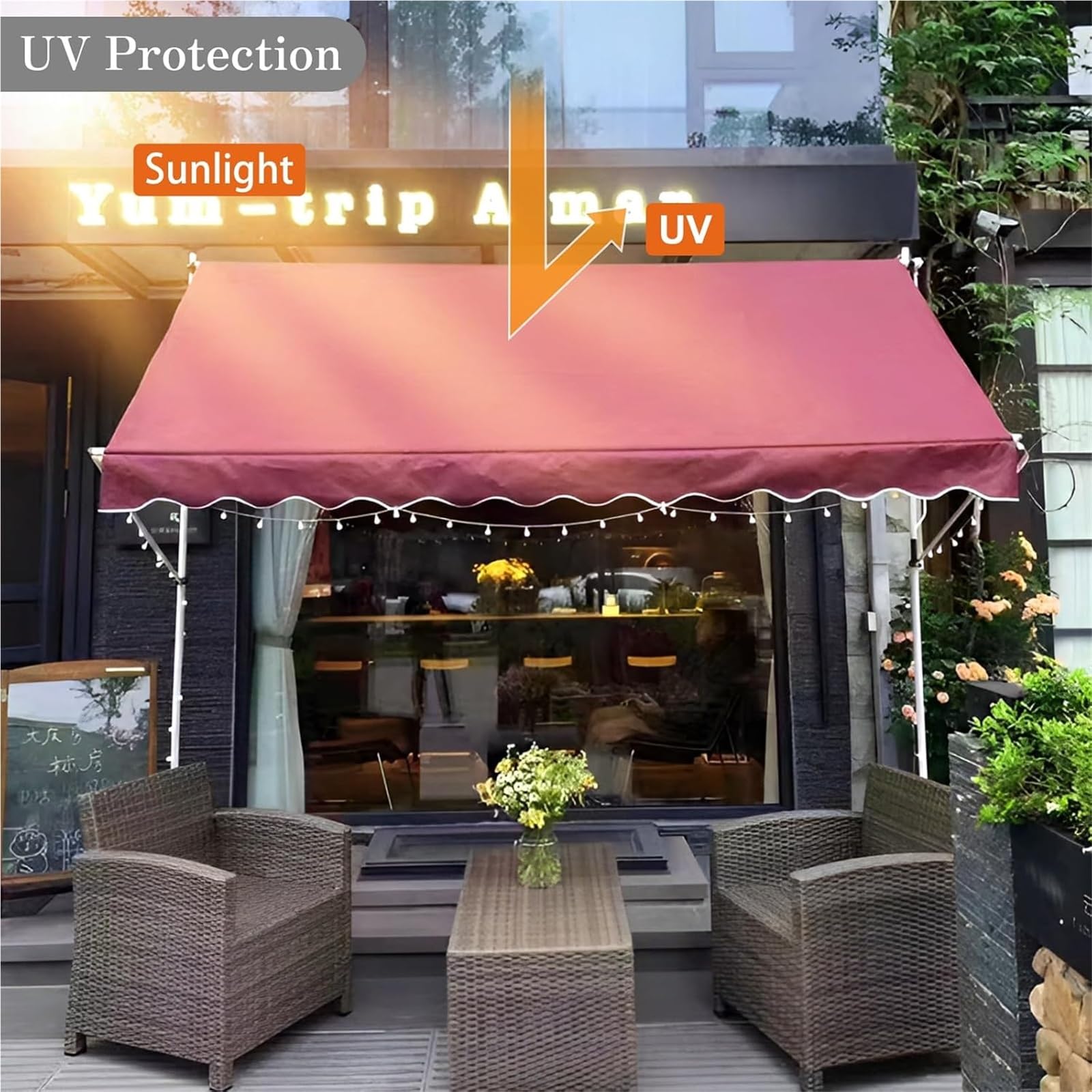 Store banne Auvent autoportant réglable for Patio et Jardin, manivelle Manuelle de 1,5 x 1,2 m, Solution Pare-Soleil for Portes de Balcon auvent(1.5 * 1.2m)
