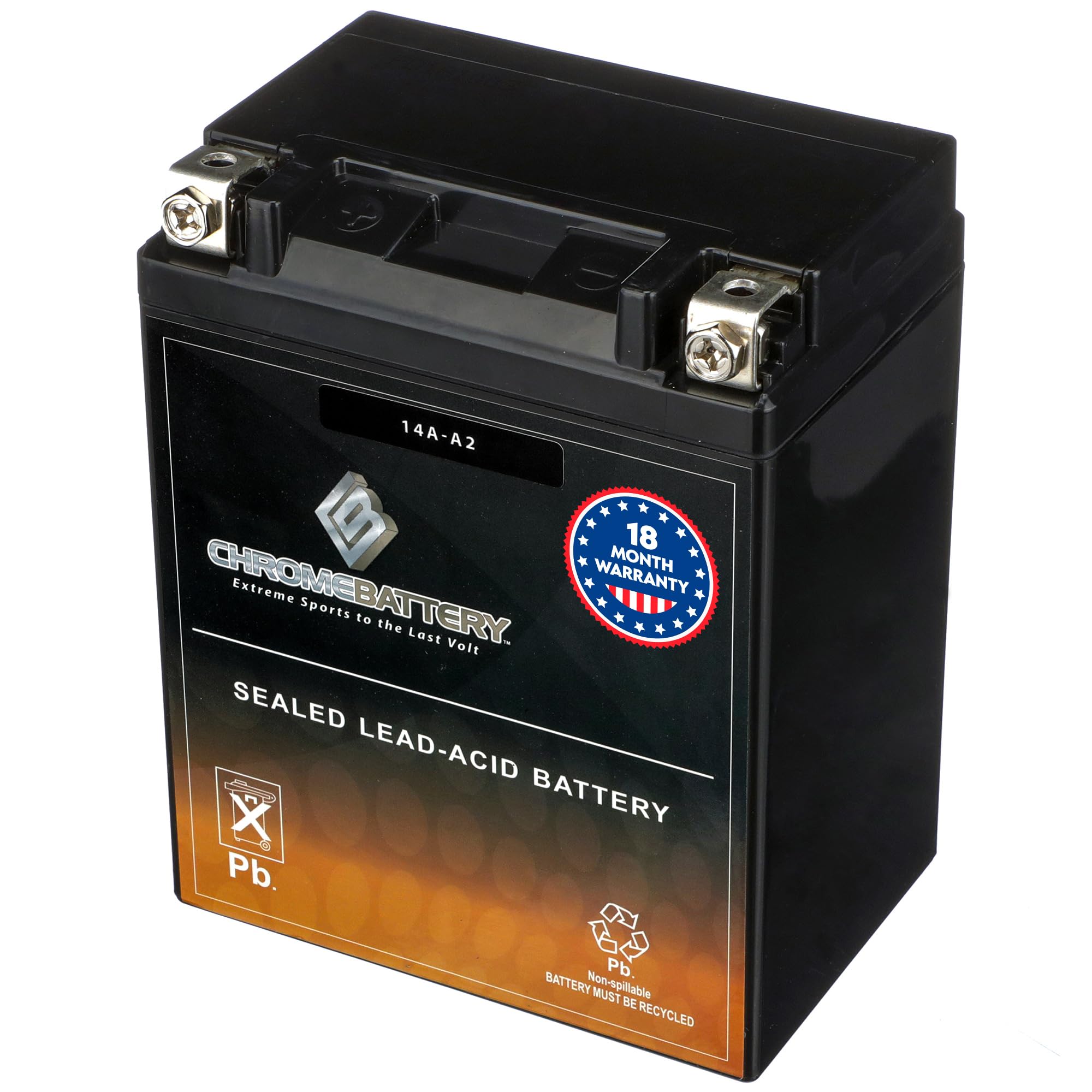 CB CHROMEBATTERY 14A-A2 12V 190 CCA AGM – Maintenance-Free 15 Ah Battery for ATV, UTV, Motorcycle, Scooter &amp; Jet Ski – T3 Terminal – Replaces YTX14AH-BS – Fits Polaris Sportsman 570, Honda Rancher