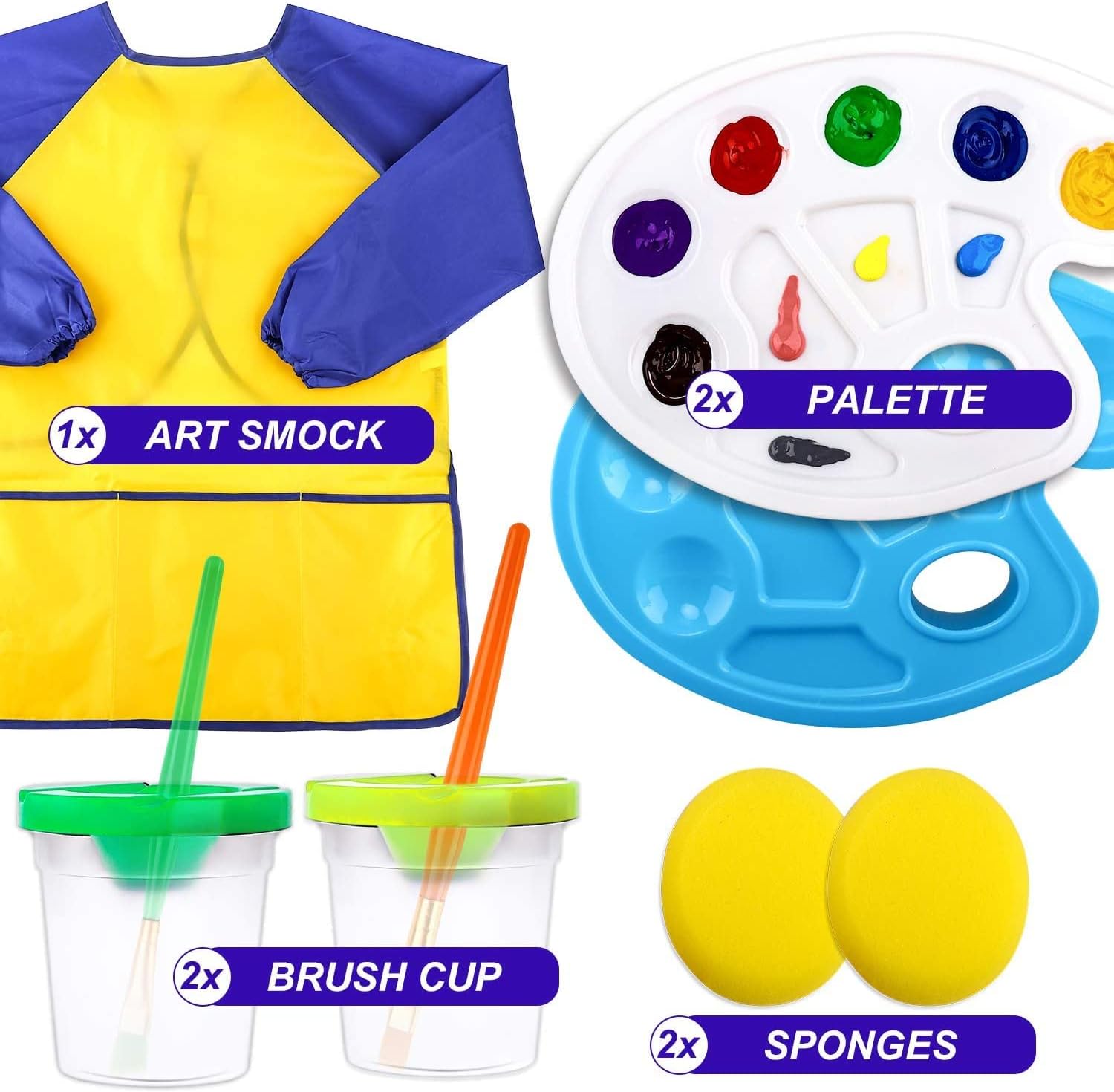 Paint Set for Kids,54 PCS Art Supplies with Children’s Brushes, Acrylic Paint, Palette, Easel, Art Smock,Blank and Themed Drawing Board, Brush Cup and Sponges, Paint Set for Kids Ages 8-12.