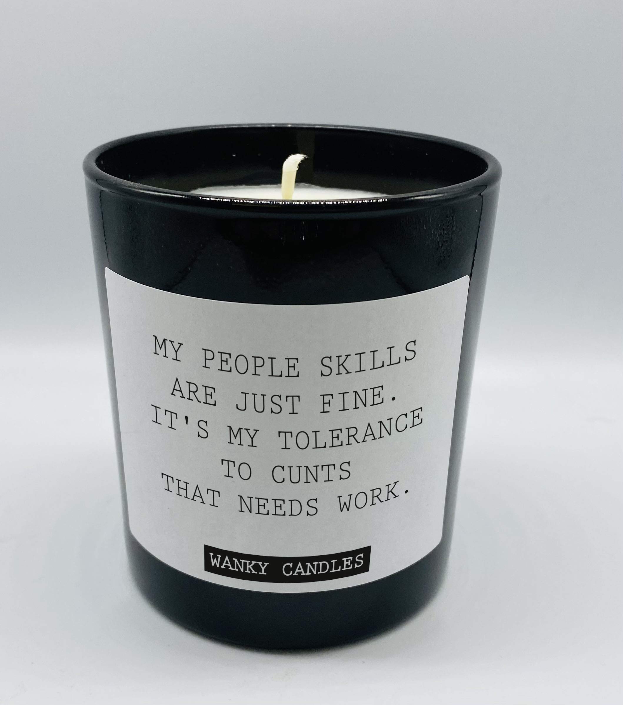 Wanky Candle - My People Skills are Just Fine | Rude & Humorous Scented Candle | Novelty Home Accessory