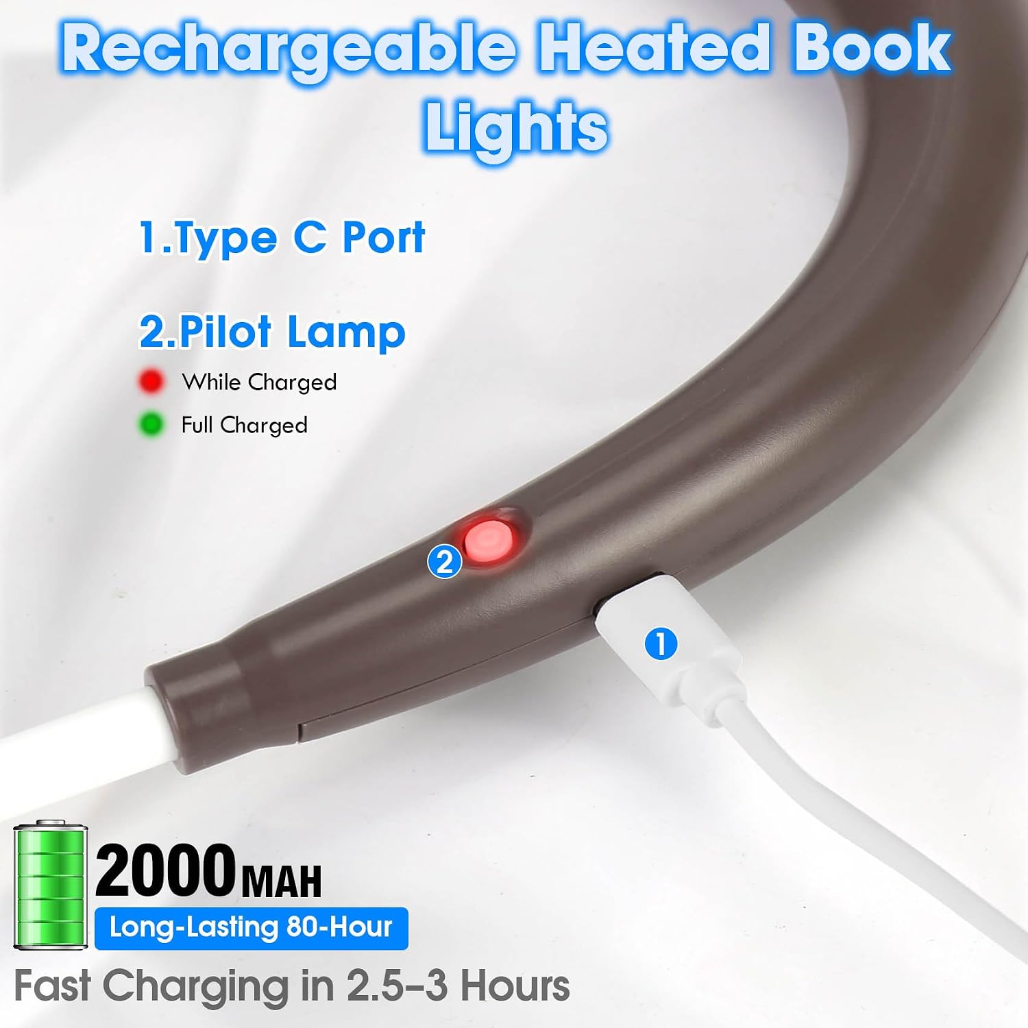 Rechargeable Neck Fan, LED Hands Free Neck Reading Light With Fan image 2