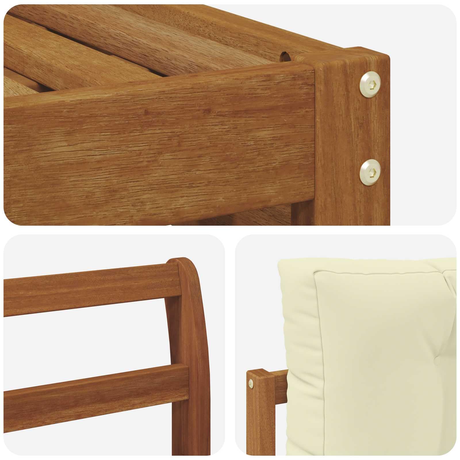 vidaXL Zestawy sof 7 pcs Naturalny i Kremowy Lite Drewno Akacji, Ogród, Wygodny zestaw wypoczynkowy, Siedzenie na zewnątrz, Patio, Nowoczesny taras, Meble wygodne