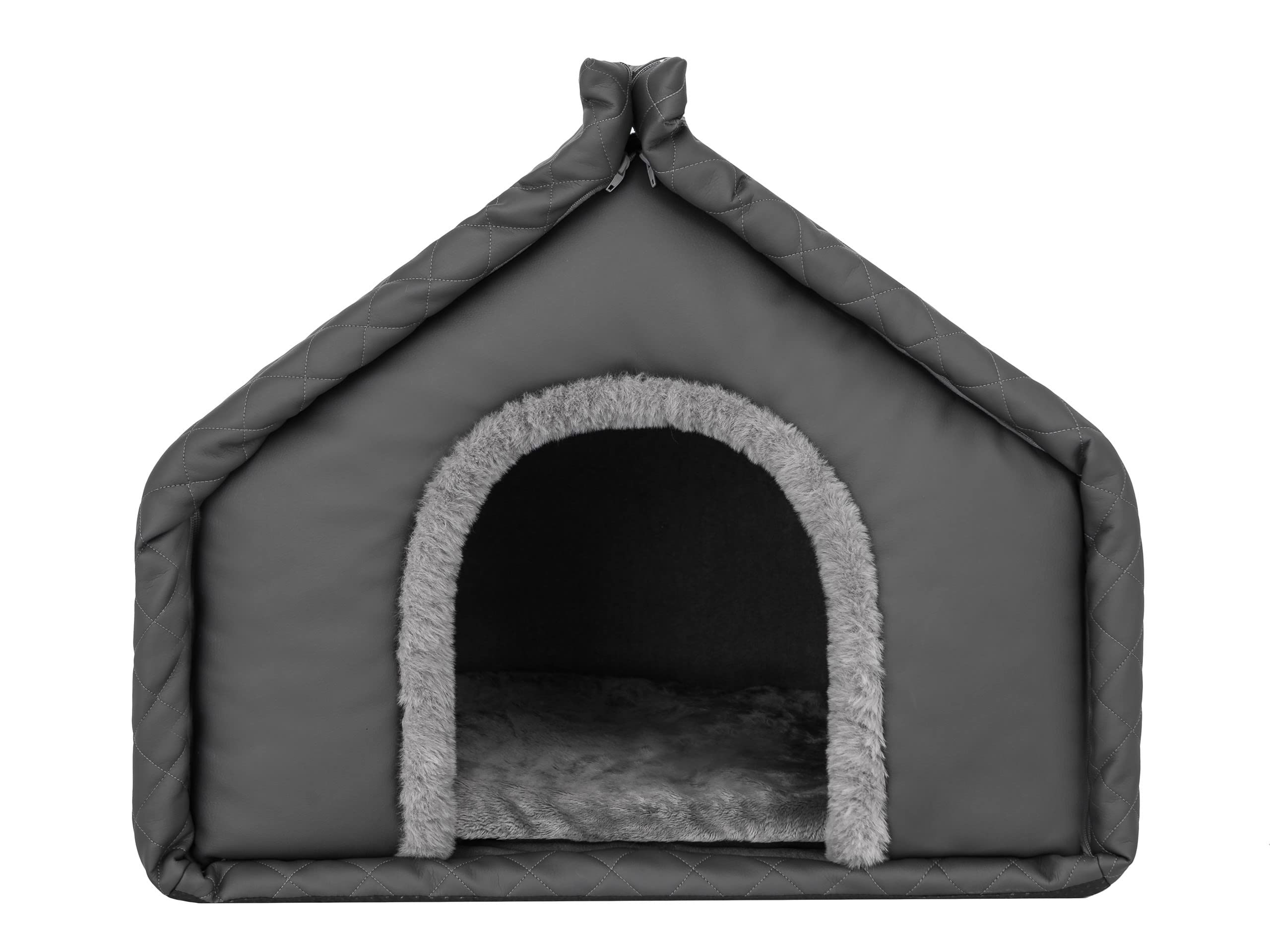 PillowPrim Domek dla zwierząt domowych, buda dla psa, buda dla psa, miejsce odpoczynku, budka dla zwierząt, domek dla psów, legowisko dla psa, rozmiar 3: 60 x 50 cm grafitowy