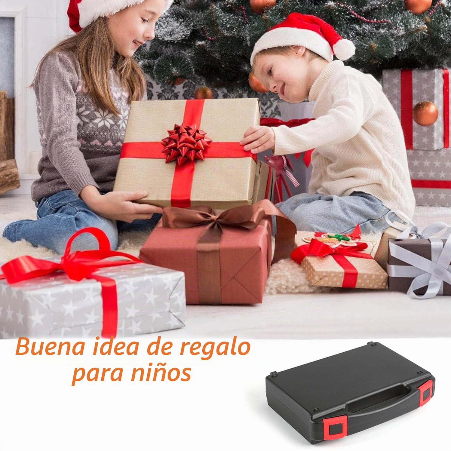 Juego de herramientas para niños, herramientas para niños con herramientas de mano reales, herramienta de construcción de aprendizaje para principiantes, martillo con maletín de herramientas