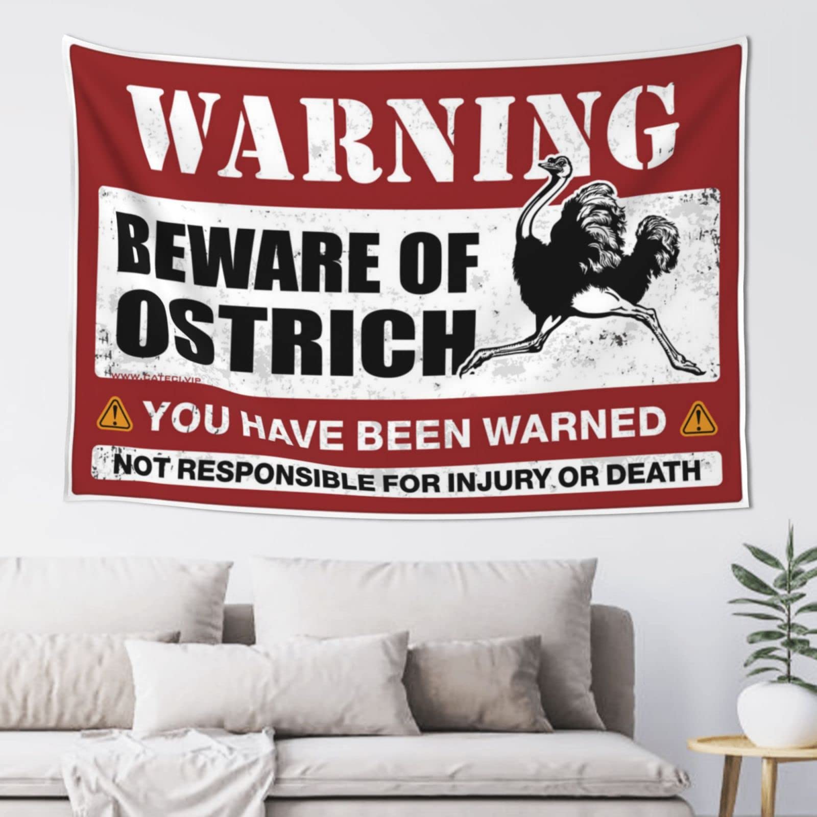 PRAVOXI Stuff For Your Room Beware Of Ostrich Tapestry Custom Tapestry Tapestries Room Decor(75X100CM)