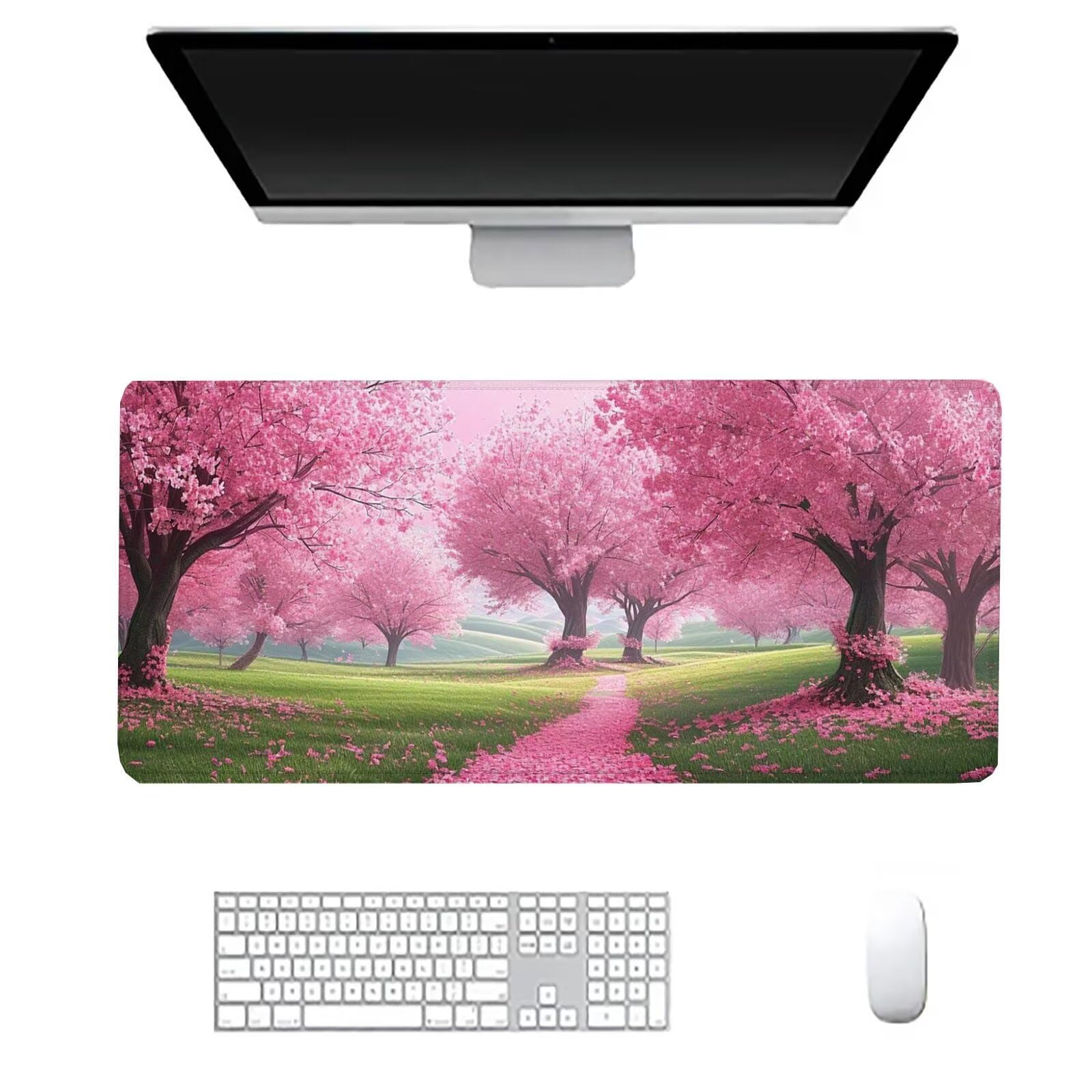 Podkładka pod mysz drzewo kwiaty duża podkładka na biurko gracz różowa podkładka pod mysz XXL 1600 x 800 x 3 mm niestandardowa podkładka pod mysz, ochrona akcesoriów biurowych na biurko, do domu Deco