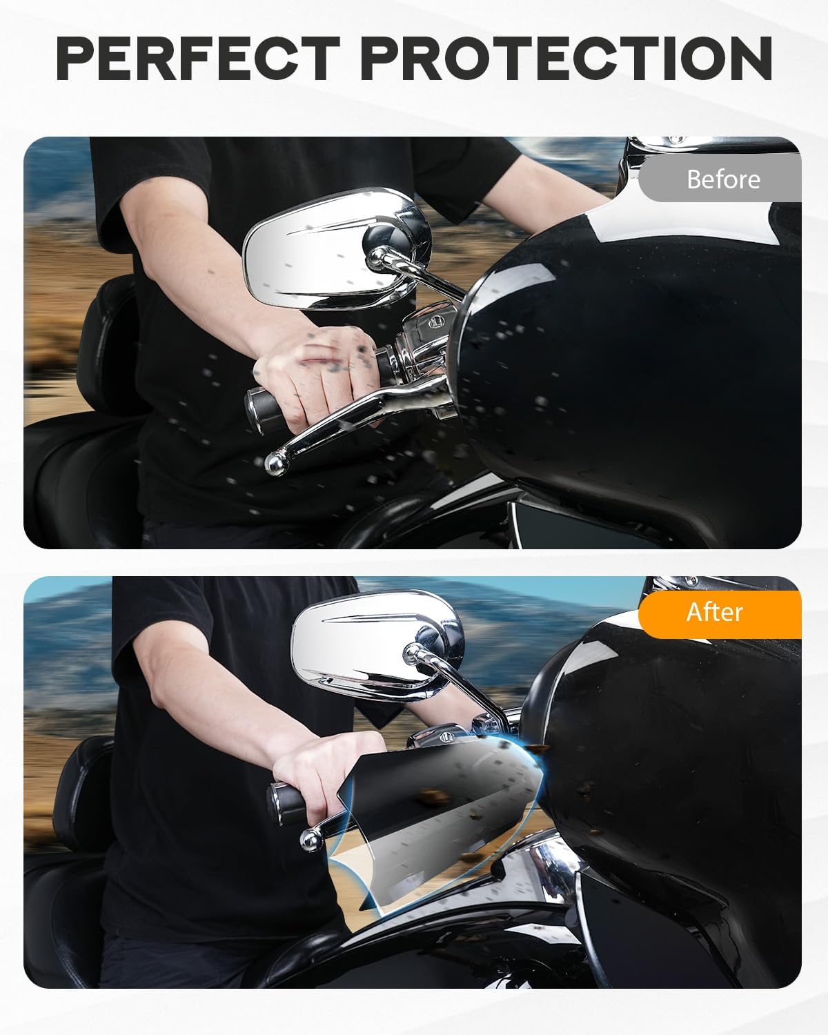 PBYMT Gloss Black Coffin Cut Handguards Hand Guards Compatible for Harley Sportster Touring Street Glide Road King Electra Glide 2007-2023 (Cable Clutch Style -Large)