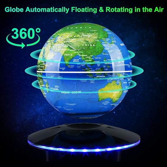Magnetic Levitation Globe, Levitation Globe with LED Lights; Office Home Art Desktop ; Great for your decorative gifts.