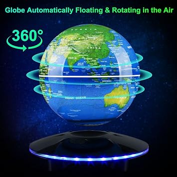 Magnetic Levitation Globe, Levitation Globe with LED Lights; Office Home Art Desktop ; Great for your decorative gifts.