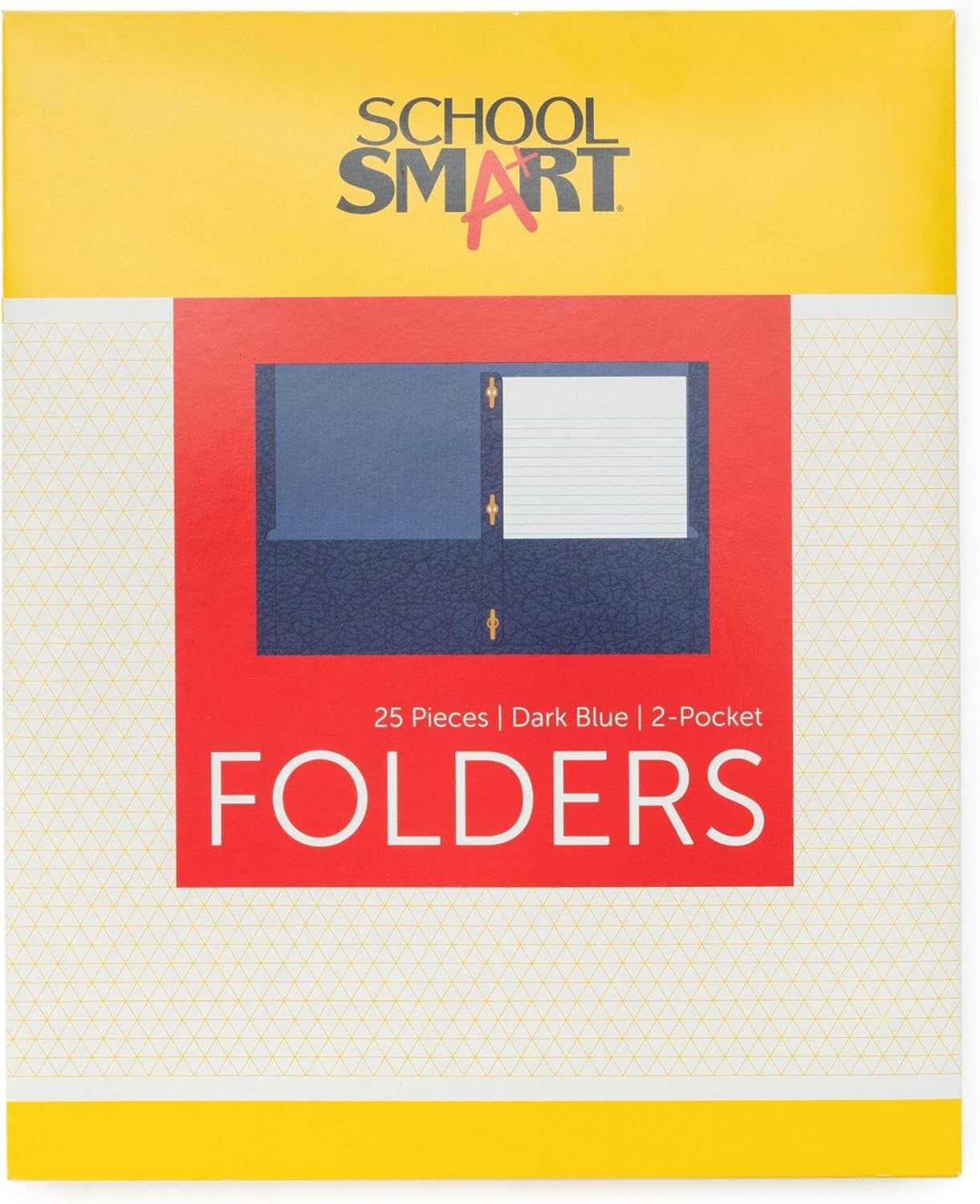 School Smart 2-Pocket Folders with Fasteners, Dark Blue, Pack of 25