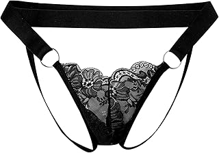 ABAFIP Men's Lace Thong Underwear Low Waist Sissy Pouch G-String Panties Crossdressing Lingerie