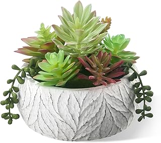 Artificial Succulent Plants Fake Potted Indoor with Ceramic Pot - Home O...