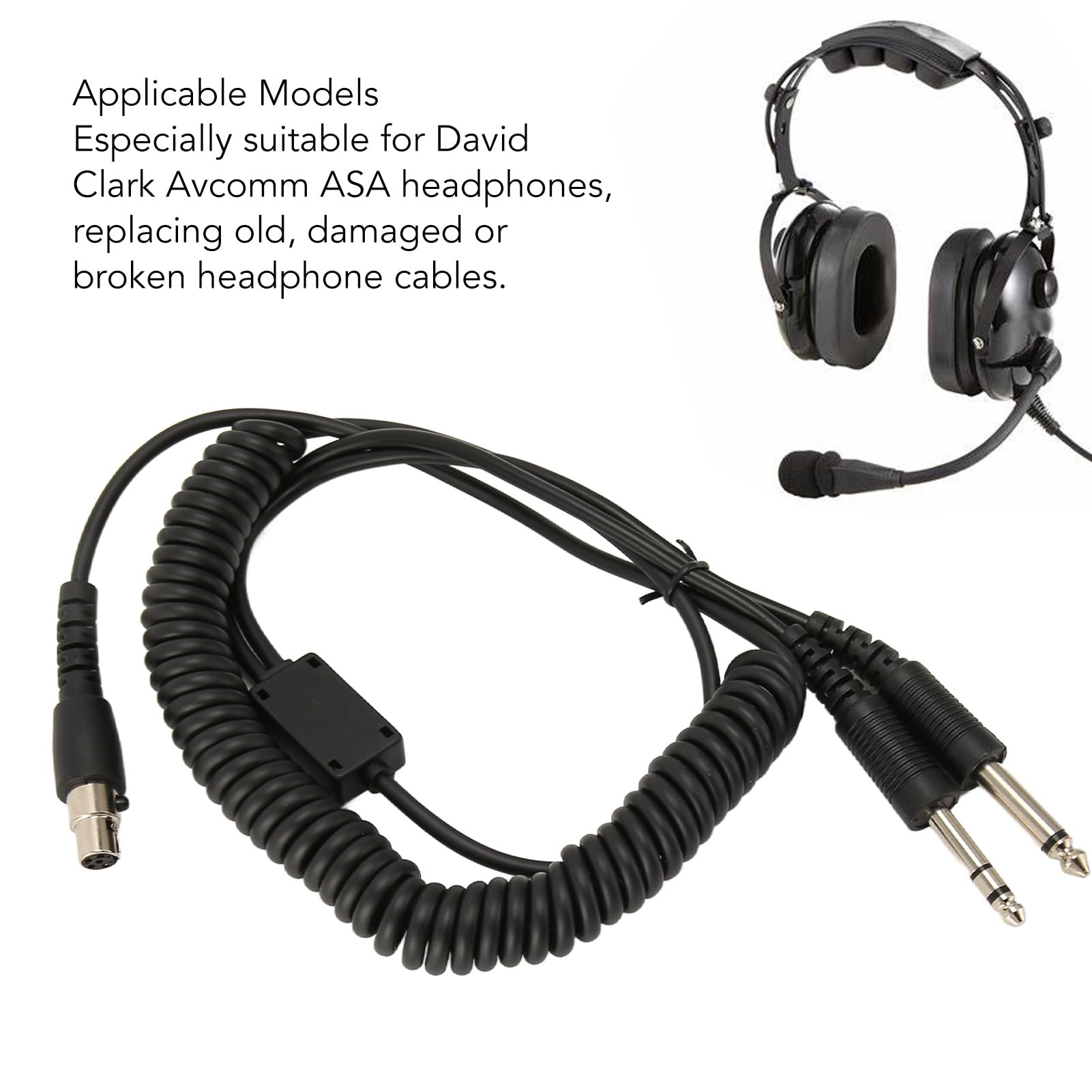 Câble Adaptateur pour Casque D'aviation, Mini XLR 5 Broches vers Fiches Doubles GA, Se Convertit en Double GA PJ055 PJ068, Portable et Compact, Matériau Durable, adapté pour