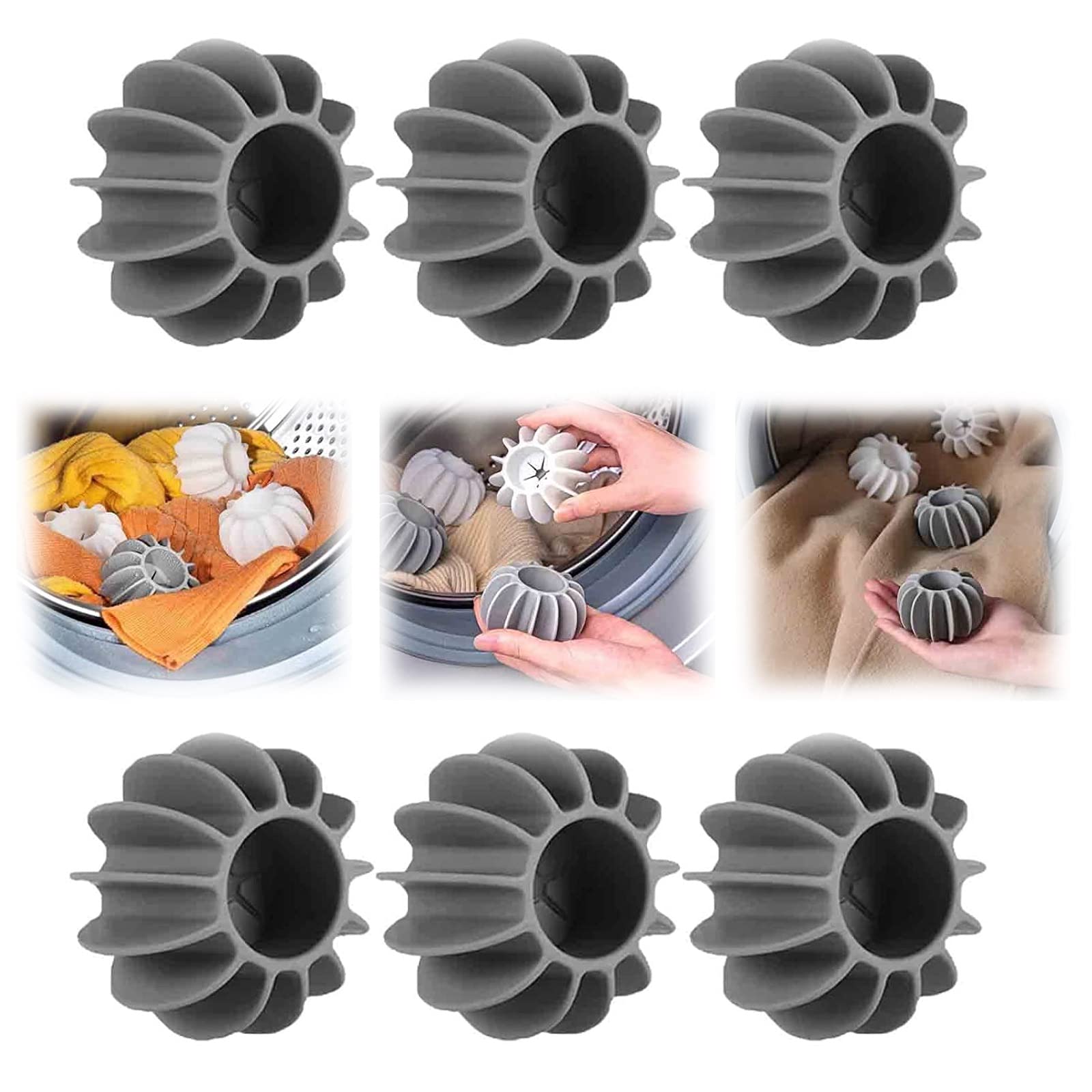 Yagerod Anti-Winding Washing Machine Ball, Drying Balls for Laundry, Reusable Silicone Soft Washing Balls, Anti-Winding Tidy Clothes Laundry Balls for Washing Machine (Gray)