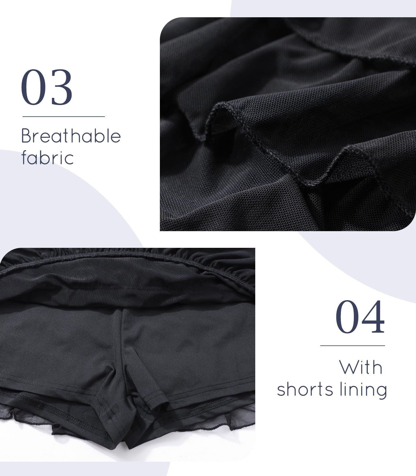 Mini Falda de Mujer Cintura Elástica Tul Capas con Pantalón Corto