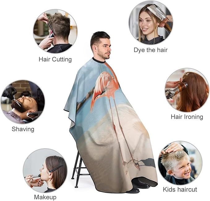 Capa para corte de cabello Beach Flamingo impermeable miniatura 3