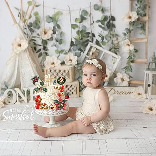 Vista 123 de Rsstarxi Paquete de 30 adornos navideños para cupcakes de hombre de jengibre con purpurina para baby shower, decoración para temática de Feliz