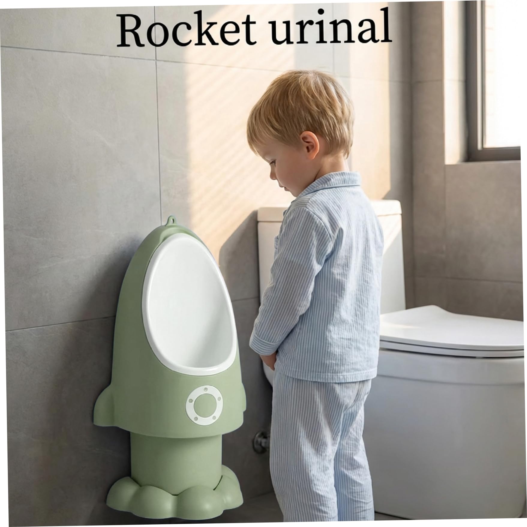 Töpfchentraining-Urinal Kleinkind-Urinal, verstellbar, sprühfest, Baby-Töpfchen mit lustiger Cartoon-Form, hängen/stehen, leicht zu reinigen, Training für Jungen von 1–6 Jahren, Grün