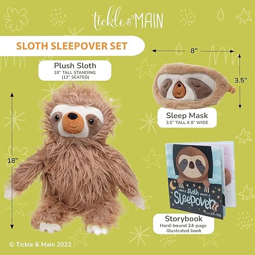 Miniatura 2 de Tickle & Main Juego de regalo para fiesta de pijamas de perezoso, juego de 3 piezas que incluye peluche de perezoso, libro de cuentos ilustrado y