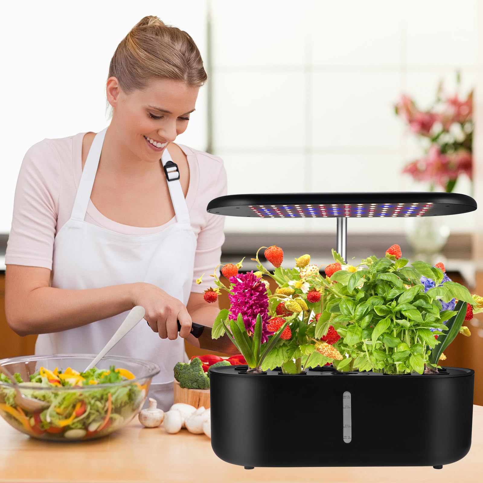 Cieex Potager Intérieur Hydroponique 10 Pods avec LED Grow Light 3 Modes de Croissance Intelligents Kit Complet de Cultures Hydroponiques