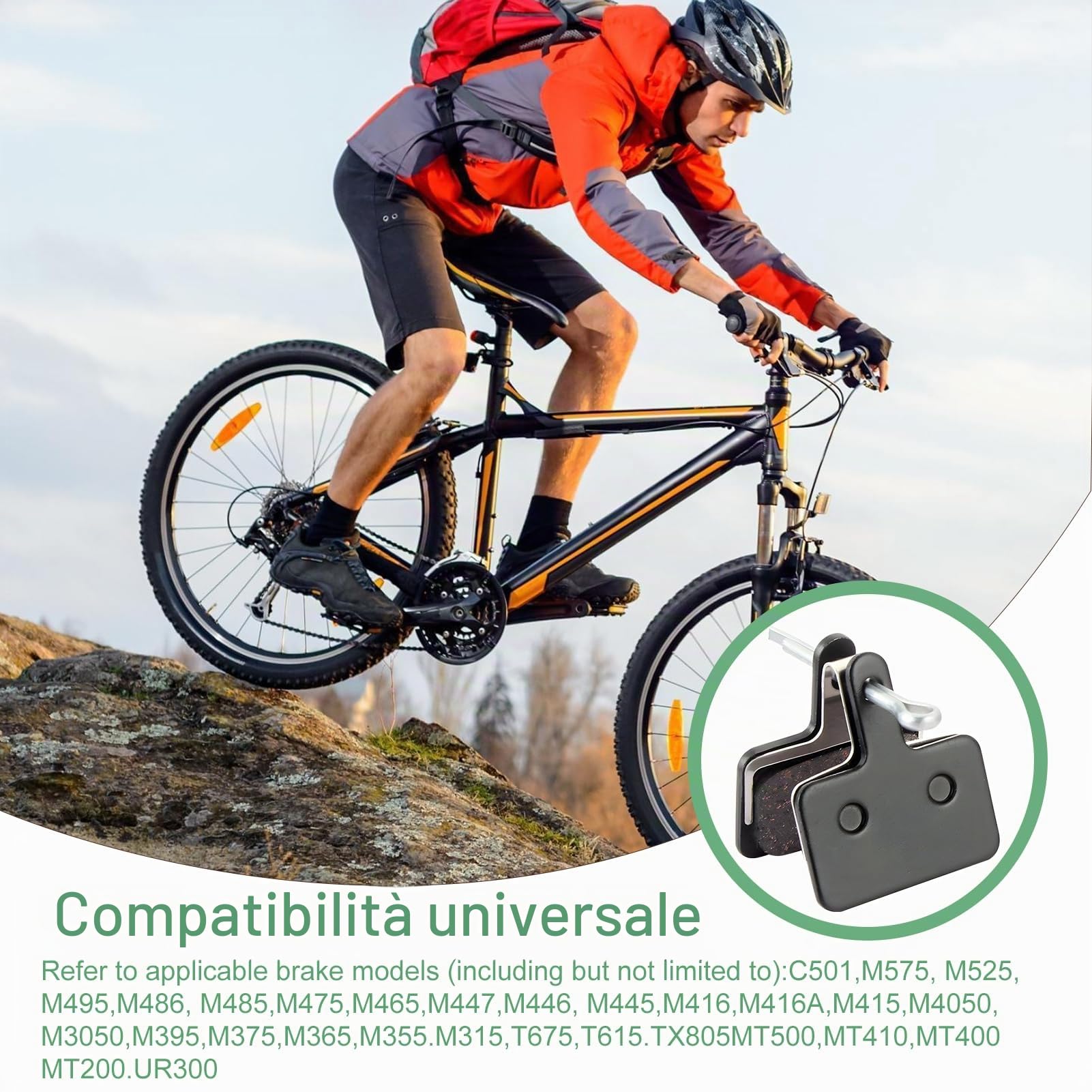 Pastiglie Freno Bici, 4 Paia Pastiglie Freno a Disco Bicicletta, Accessori MTB Ebike per Shimano Deore B01S B03S MT200 MT500 M575 M525 M515 T615 T675 M505 M495 M486 M485 Tektro HD-M740 TRP Hylex