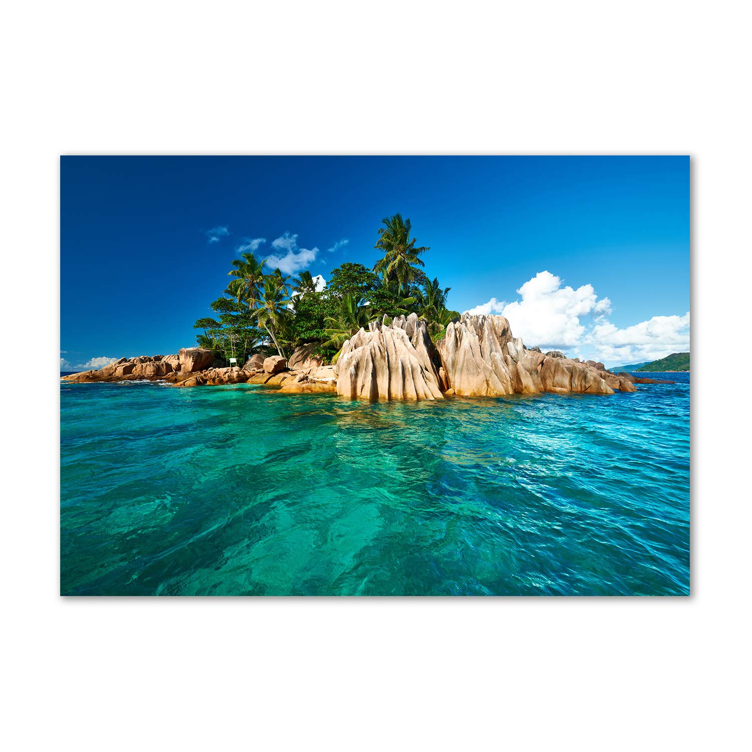 Image sur verre acrylique paysage bleu île tropicale pour mur salon