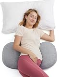 Momcozy Portable Pregnancy Pillow – W Shaped Maternity Support for Side Sleepers&comma; Adjustable Travel Wedge Pillow for Back&comma; Belly&comma; and Hip Relief&comma; Ideal for Pregnant Women&comma; Deep Grey