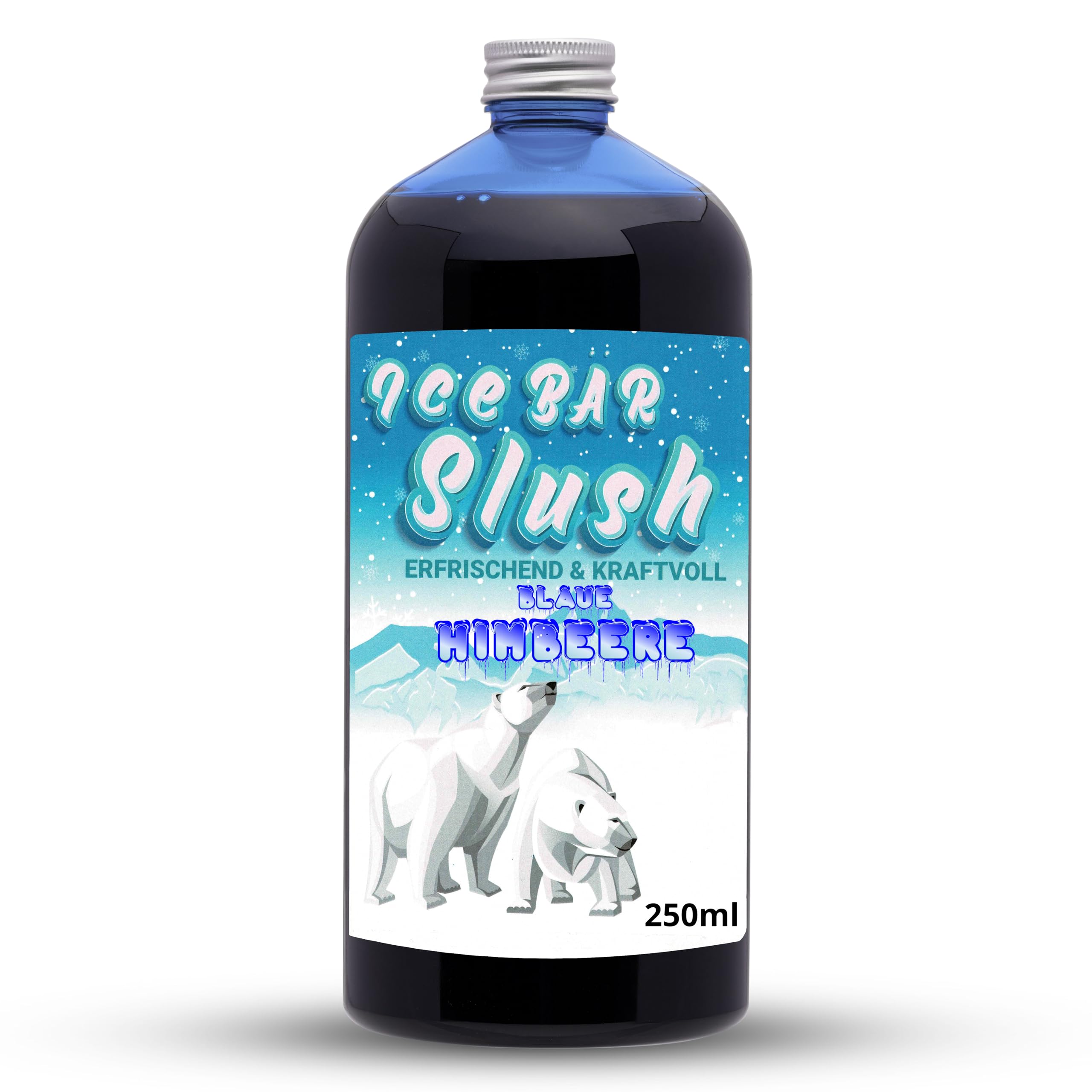 ICE Bär Sirup AZO und Glycerin Frei | 250 ml Flasche | Konzentrat für Slushy Getränke Maker Eis Slushmaschinen Eismaschinen 1:5 bis 1:20 (250 ml, Blaue Himbeere)