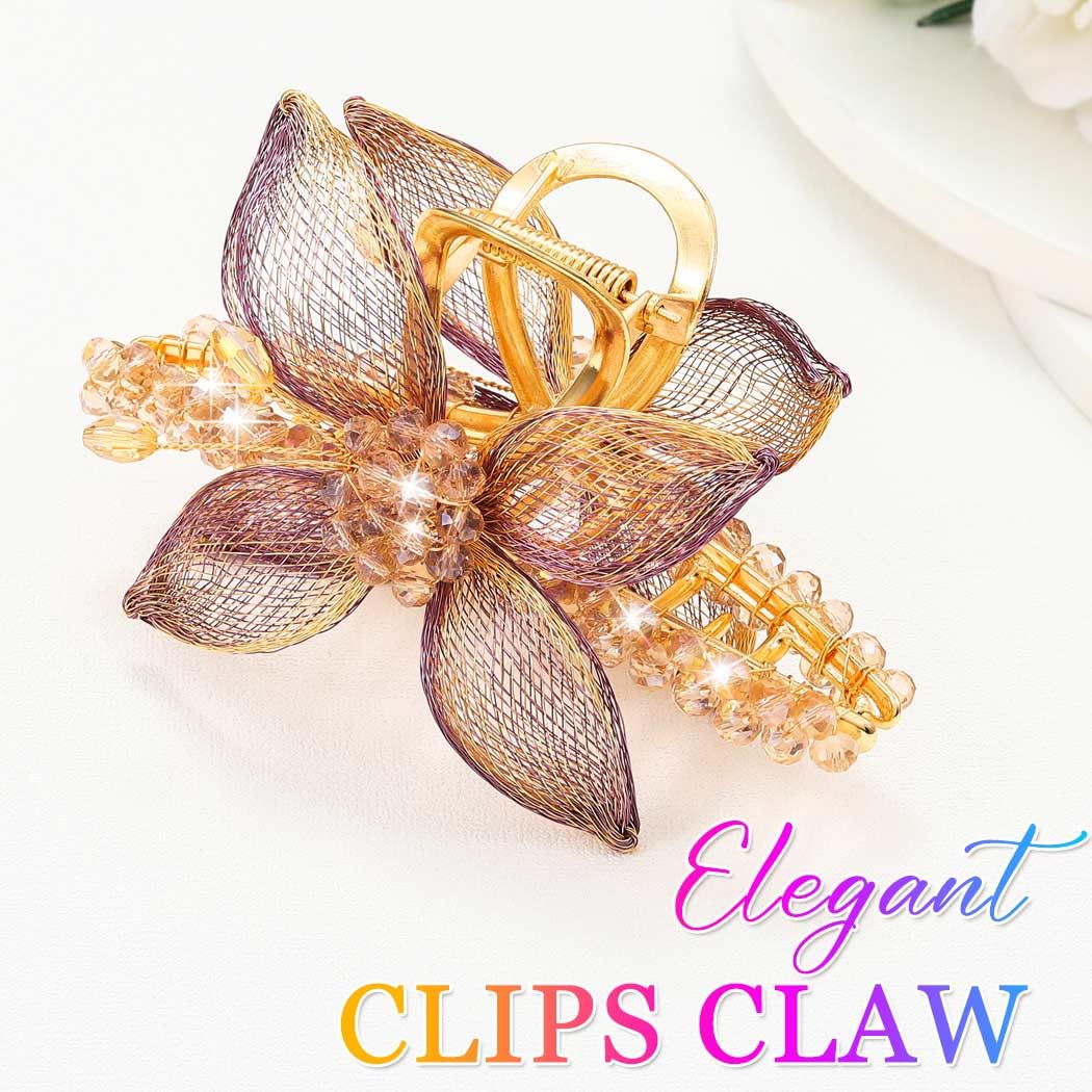 CAKURE Flower Claw Clip Sparkly Hair Claw Clip Fancy Hair Accessoreis for Women - Image 2