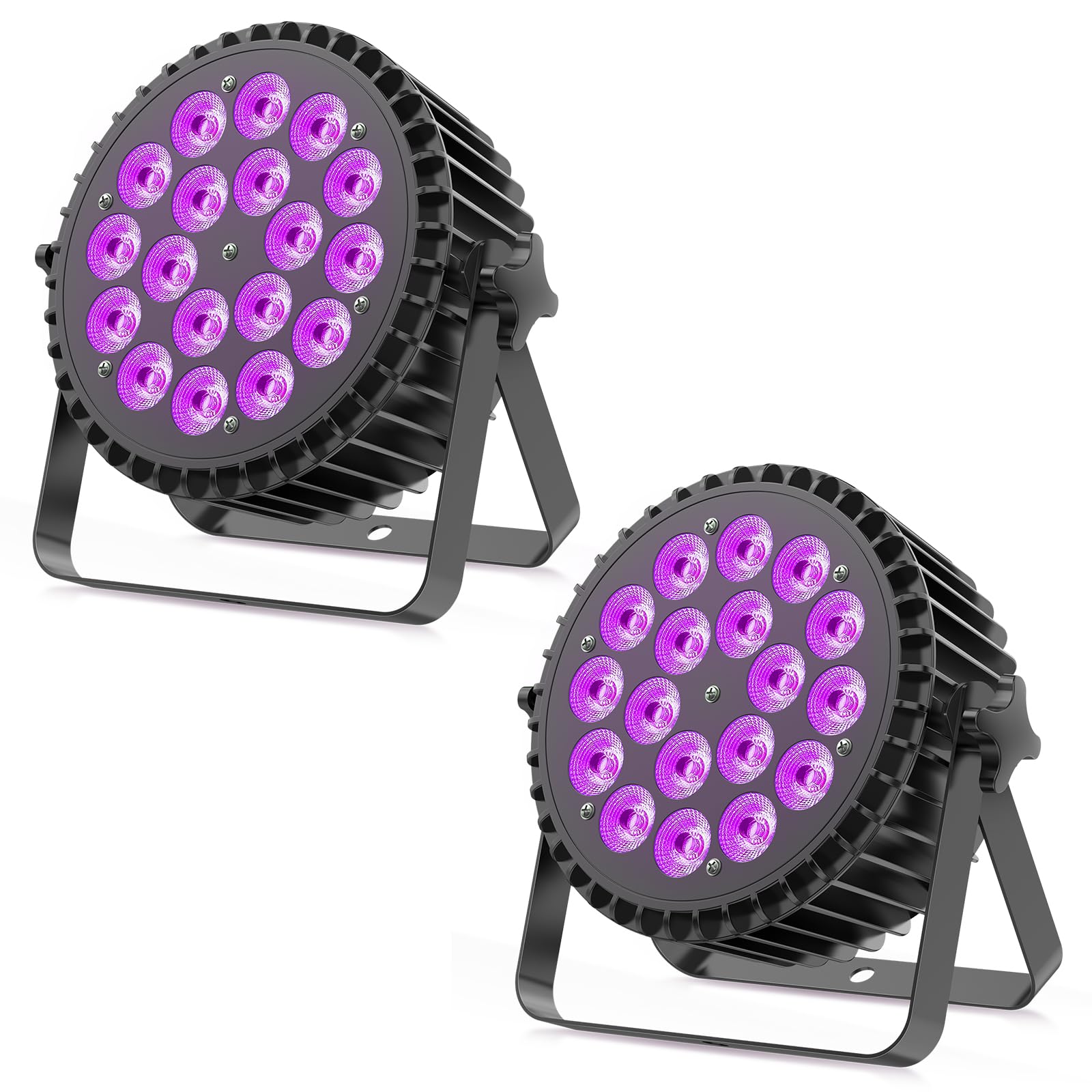 2PCS 200W LED Par RGBWA+UV 6 in 1 Bühnenlicht Strahler, 18 LED Par Scheinwerfer Aluminiumschale mit D MX 7/10CH und Strobe, Discolicht Partylicht für Bar Party Hochzeit Weihnachten Halloween