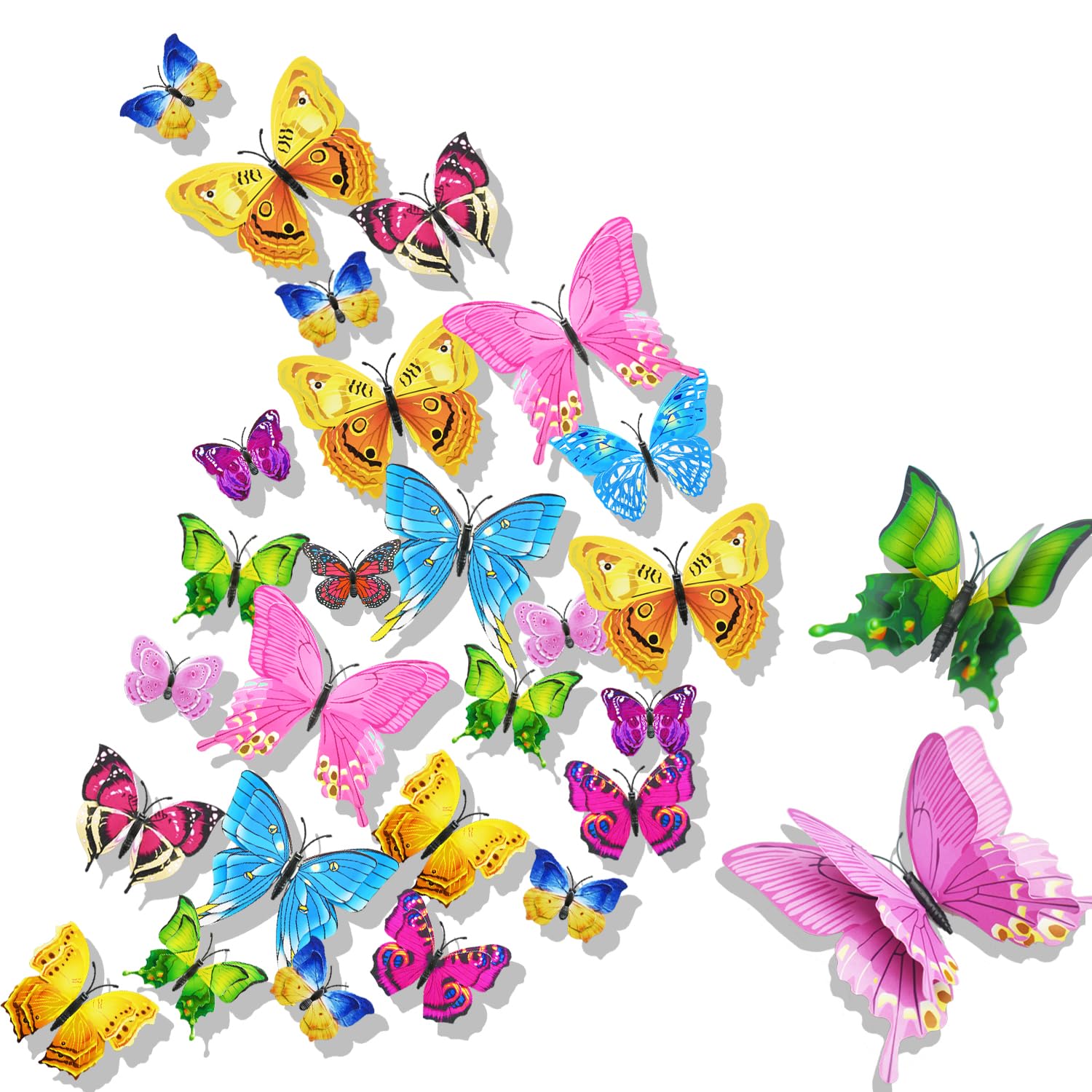 3D Schmetterlinge Wanddeko Schmetterling Deko Wandaufkleber Schmetterlinge Butterfly Wandtattoo Dekoration Abnehmbare Wandaufkleber Heimdeko Kinderzimmer Schlafzimmer Deko colorful-2