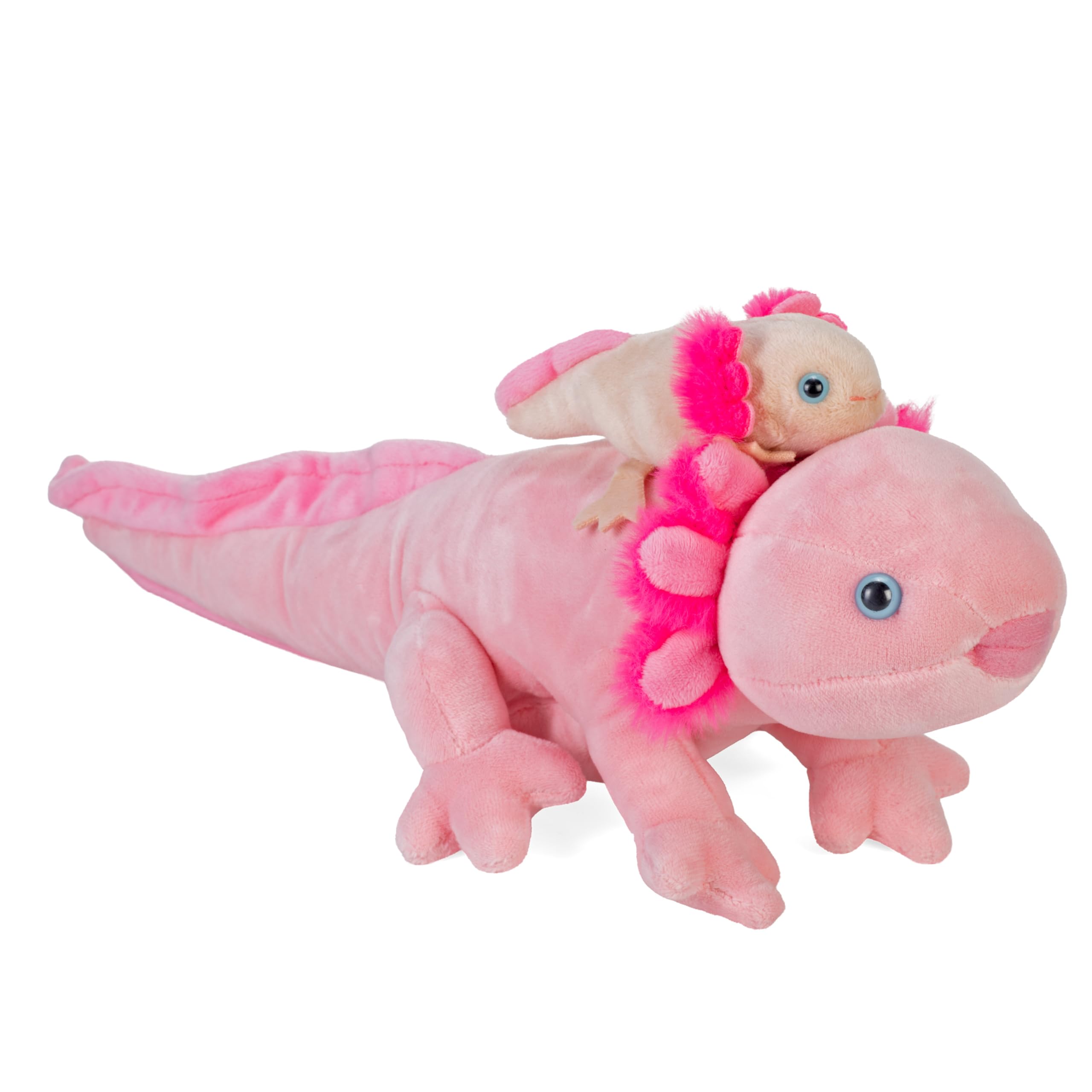Wild Republic Mom & Baby Axolotl, Stuffed Animal, 9 Inches, Plush Toy, Fill is Spun Recycled Water Bottles